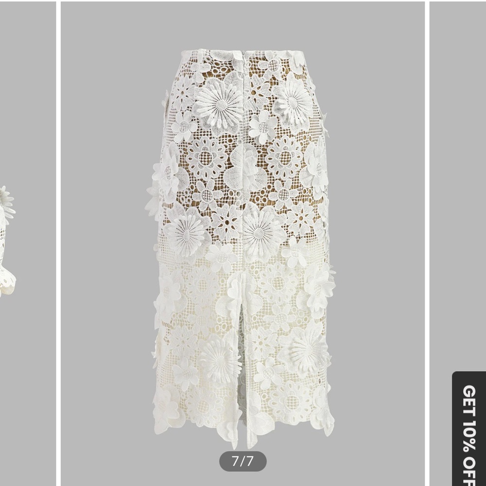 NEW COMMENSE Asymmetrical Floral Lace Top Skirt Set - Picture 5 of 7